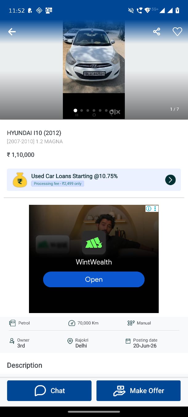 Old OLX Ad Detail Page UI